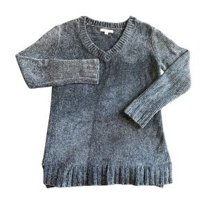 Orvis Womens Blue Gray V Neck Knit Sweater Tunic‎ Top M/M Medium